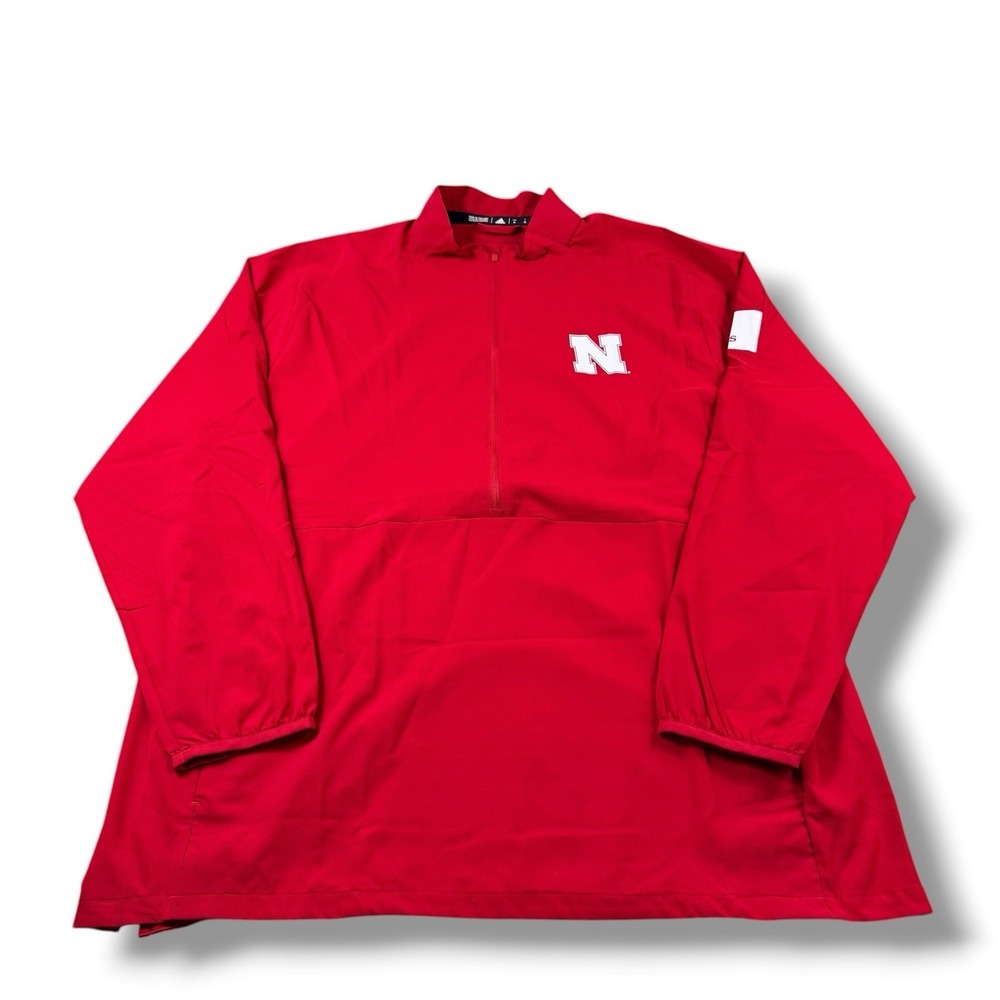 Adidas Nebraska Cornhuskers 1/2 Zip Long Sleeve Coaches Windbreaker Jacket XL